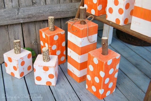 Easy Fall Decor Ideas: Wooden Pumpkins