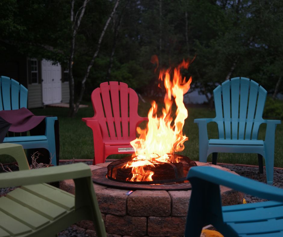 Chairs gathered around a fire pit