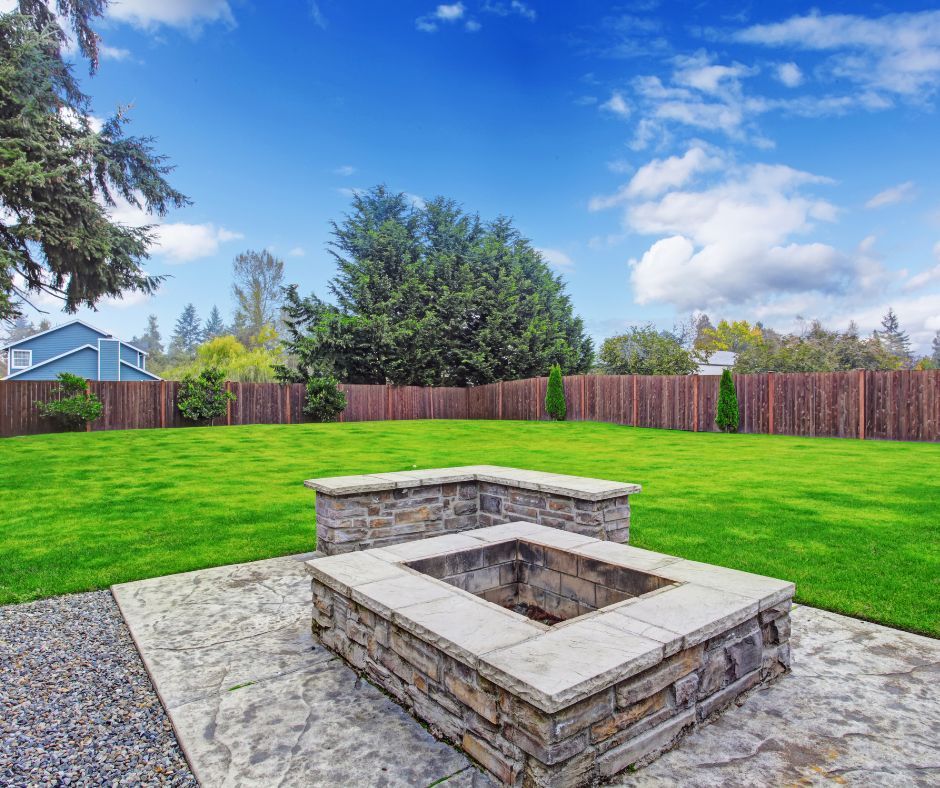 Fire pit in backyard