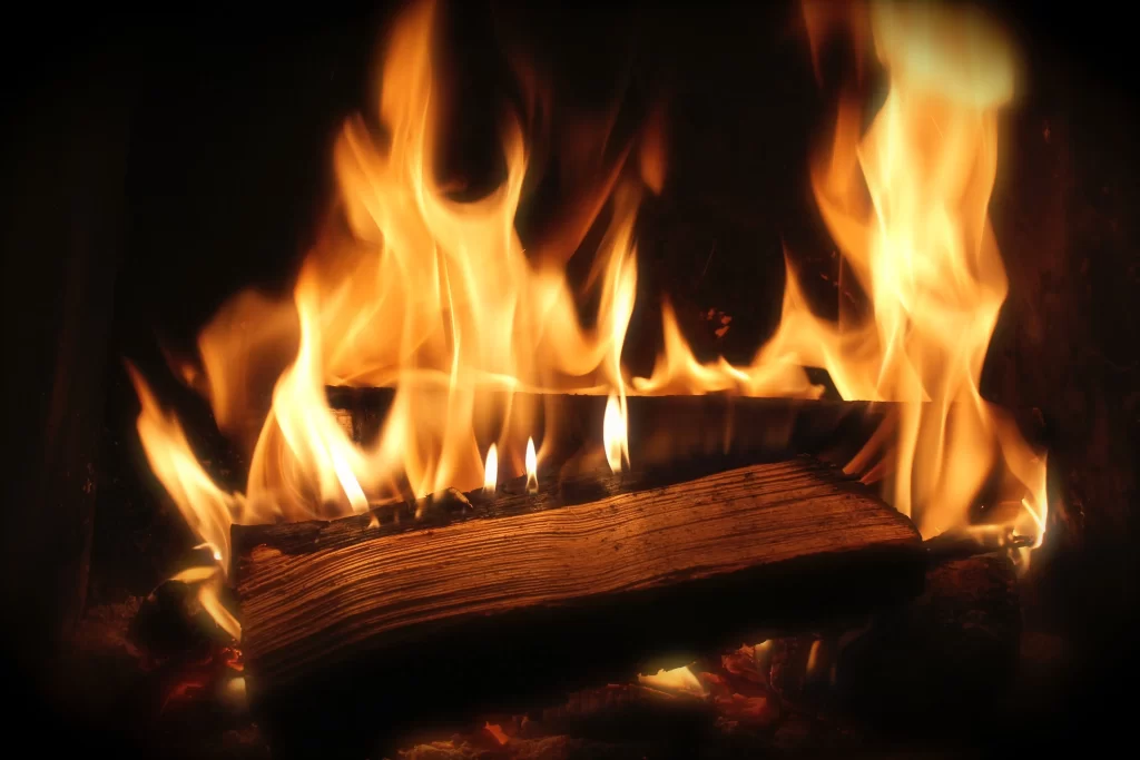 Fire wood on fire